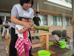 おばあちゃんと一緒にピューッ。