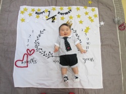 ハーフバースデー にっこり笑顔で おめでとう！ 